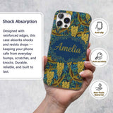 Golden Birds and Wisteria Floral Seamless Pattern Custom Name Protective Phone Case Mobile Cover Durable Everyday Smartphone Shock Resistant