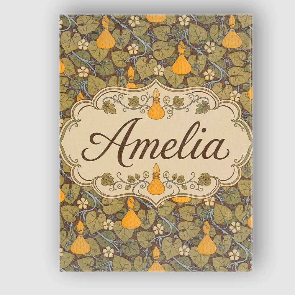 Personalised Name Autumn Gourd Vine Floral Custom  Unique Gift Idea Elegant Feature Canvas Wall Art Print Decor Picture Ready to Hang