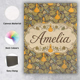 Personalised Name Autumn Gourd Vine Floral Custom  Unique Gift Idea Elegant Feature Canvas Wall Art Print Decor Picture Ready to Hang