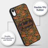 Woodland Squirrel Forest Leaves Seamless Pattern Custom Name Protective Phone Case Mobile Cover Durable Everyday Smartphone Shock Resistant