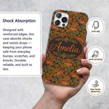 Woodland Squirrel Forest Leaves Seamless Pattern Custom Name Protective Phone Case Mobile Cover Durable Everyday Smartphone Shock Resistant