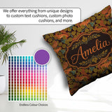 Custom Name Woodland Squirrel Forest Leaves Seamless Pattern Square Filled Cushion Throw Pillow Sofa Bed Home Decor Zip Washable UK Made