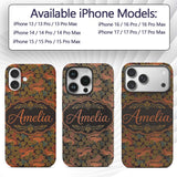 Woodland Squirrel Forest Leaves Seamless Pattern Custom Name Protective Phone Case Mobile Cover Durable Everyday Smartphone Shock Resistant