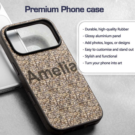 Natural Stone Wall Texture Decorative Design Custom Name Protective Phone Case Mobile Cover Durable Everyday Smartphone Shock Resistant