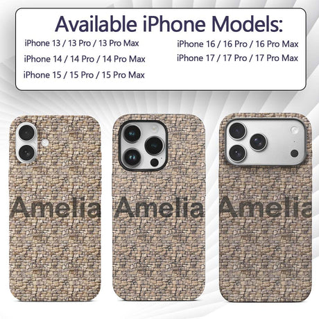 Natural Stone Wall Texture Decorative Design Custom Name Protective Phone Case Mobile Cover Durable Everyday Smartphone Shock Resistant