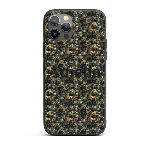 Abstract Pebble Mosaic Texture Seamless Pattern Custom Name Protective Phone Case Mobile Cover Durable Everyday Smartphone Shock Resistant