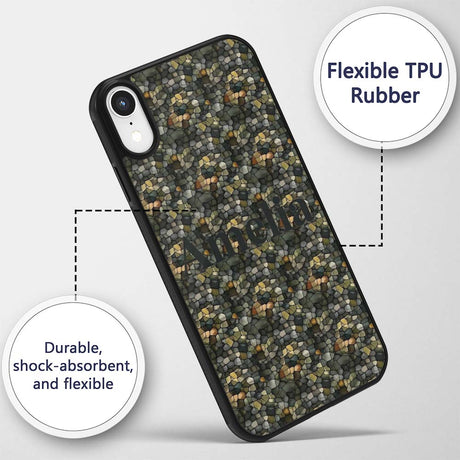 Abstract Pebble Mosaic Texture Seamless Pattern Custom Name Protective Phone Case Mobile Cover Durable Everyday Smartphone Shock Resistant