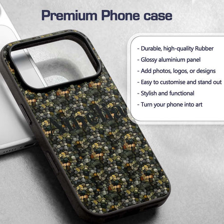Abstract Pebble Mosaic Texture Seamless Pattern Custom Name Protective Phone Case Mobile Cover Durable Everyday Smartphone Shock Resistant