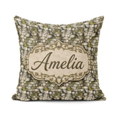 Custom Name Mossy Stone Wall Pattern Rustic Natural Rock Texture Square Filled Cushion Throw Pillow Sofa Bed Home Decor Zip Washable UK Made