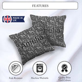 Custom Name Black Grey Pebble Stone Seamless Pattern Modern Rock Square Filled Cushion Throw Pillow Sofa Bed Home Decor Zip Washable UK Made