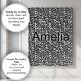 Personalised Name Black and Grey Pebble Custom  Modern Room Accent Elegant Feature Canvas Wall Art Print Decor Picture Ready to Hang