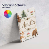 Personalised Name Cute Woodland Forest Custom  Modern Room Accent Elegant Feature Canvas Wall Art Print Decor Picture Ready to Hang