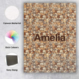 Personalised Name Warm Beige Stone Custom  Stylish Home Interior Unique Gift Idea Canvas Wall Art Print Decor Picture Ready to Hang