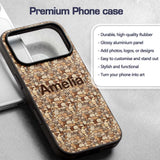 Warm Beige Stone Wall Seamless Pattern Rustic Custom Name Protective Phone Case Mobile Cover Durable Everyday Smartphone Shock Resistant