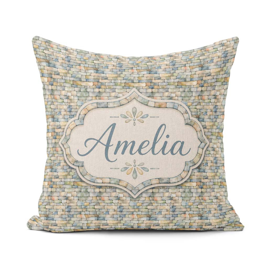 Custom Name Mixed Colour Pebble Seamless Pattern Natural Texture Square Filled Cushion Throw Pillow Sofa Bed Home Decor Zip Washable UK Made