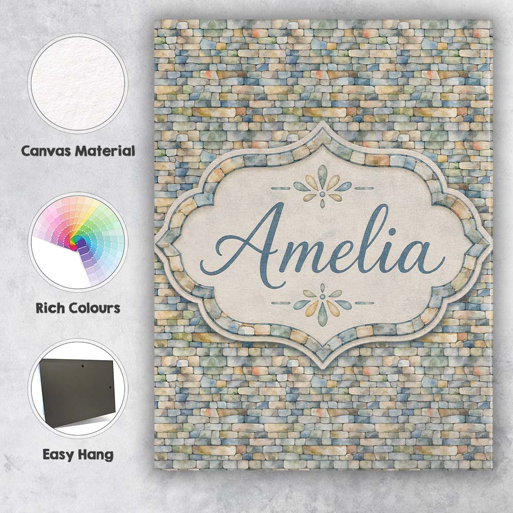 Personalised Name Mixed Colour Pebble Stone Custom  Bespoke Interior Contemporary Canvas Wall Art Print Decor Picture Ready to Hang