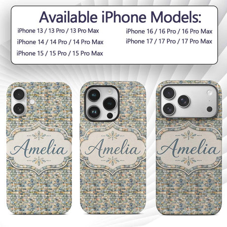 Mixed Colour Pebble Stone Seamless Printed Design Custom Name Protective Phone Case Mobile Cover Durable Everyday Smartphone Shock Resistant