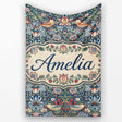 Vintage Floral Birds Strawberry Seamless Pattern Classic Garden  Personalised Custom Name Super Soft Fleece Blanket Bed Sofa Throw