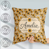 Custom Name Sunflower Floral Seamless Pattern Bold Yellow Garden Square Filled Cushion Throw Pillow Sofa Bed Home Decor Zip Washable UK Made