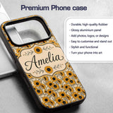 Sunflower Floral Seamless Pattern Bold Yellow Custom Name Protective Phone Case Mobile Cover Durable Everyday Smartphone Shock Resistant