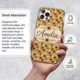 Sunflower Floral Seamless Pattern Bold Yellow Custom Name Protective Phone Case Mobile Cover Durable Everyday Smartphone Shock Resistant