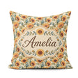 Custom Name Watercolour Sunflower Floral Seamless Soft Botanical Square Filled Cushion Throw Pillow Sofa Bed Home Decor Zip Washable UK Made