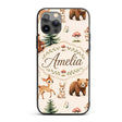 Cute Woodland Forest Animals Bear Bunny Deer on Custom Name Protective Phone Case Mobile Cover Durable Everyday Smartphone Shock Resistant