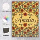 Personalised Name Retro Orange Sunflower Custom  Unique Gift Idea Elegant Feature Canvas Wall Art Print Decor Picture Ready to Hang