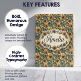 Personalised Name Yellow Sunflower Floral Custom  Unique Gift Idea Elegant Feature Canvas Wall Art Print Decor Picture Ready to Hang