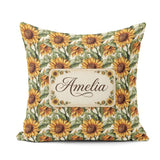 Custom Name Realistic Sunflower Floral Seamless Pattern Detailed Square Filled Cushion Throw Pillow Sofa Bed Home Decor Zip Washable UK Made