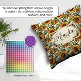 Custom Name Realistic Sunflower Floral Seamless Pattern Detailed Square Filled Cushion Throw Pillow Sofa Bed Home Decor Zip Washable UK Made