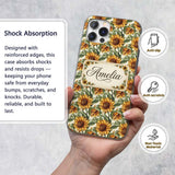 Realistic Sunflower Floral Decorative Design Custom Name Protective Phone Case Mobile Cover Durable Everyday Smartphone Shock Resistant