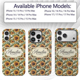 Realistic Sunflower Floral Decorative Design Custom Name Protective Phone Case Mobile Cover Durable Everyday Smartphone Shock Resistant