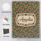 Personalised Name Dark Green Sunflower Custom  Modern Room Accent Elegant Feature Canvas Wall Art Print Decor Picture Ready to Hang