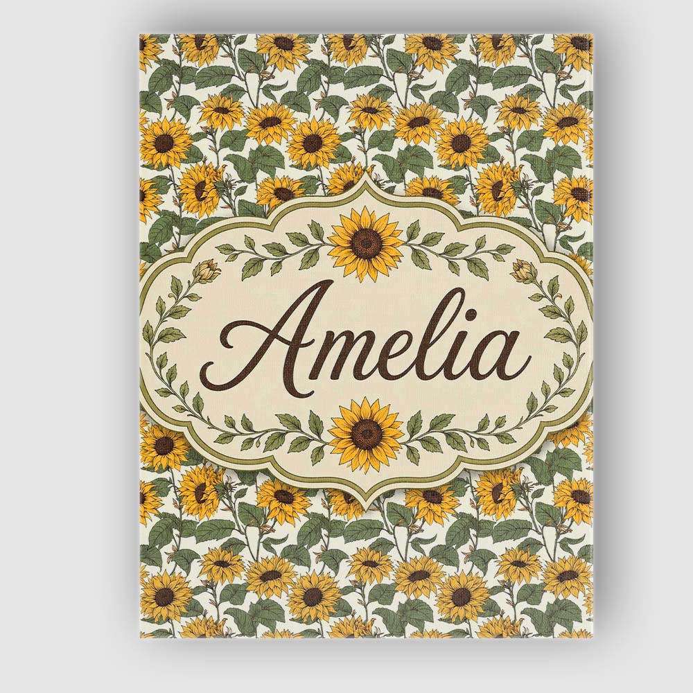 Personalised Name Classic Sunflower Floral Custom  Unique Gift Idea Elegant Feature Canvas Wall Art Print Decor Picture Ready to Hang