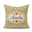 Custom Name Classic Sunflower Seamless Pattern Natural Botanical Square Filled Cushion Throw Pillow Sofa Bed Home Decor Zip Washable UK Made