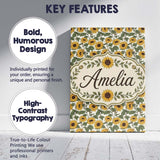 Personalised Name Classic Sunflower Floral Custom  Unique Gift Idea Elegant Feature Canvas Wall Art Print Decor Picture Ready to Hang