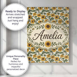 Personalised Name Classic Sunflower Floral Custom  Unique Gift Idea Elegant Feature Canvas Wall Art Print Decor Picture Ready to Hang