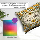Custom Name Classic Sunflower Seamless Pattern Natural Botanical Square Filled Cushion Throw Pillow Sofa Bed Home Decor Zip Washable UK Made