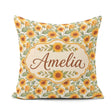 Custom Name Soft Yellow Sunflower Floral Pattern Light Botanical Square Filled Cushion Throw Pillow Sofa Bed Home Decor Zip Washable UK Made