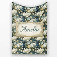 Elegant White Swan Floral Lake Seamless Pattern Vintage Nature  Personalised Custom Name Super Soft Fleece Blanket Bed Sofa Throw