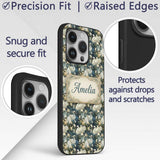 Elegant White Swan Floral Lake Seamless Pattern Custom Name Protective Phone Case Mobile Cover Durable Everyday Smartphone Shock Resistant