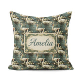 Custom Name Graceful Swan Lake Floral Seamless Pattern Botanical Square Filled Cushion Throw Pillow Sofa Bed Home Decor Zip Washable UK Made