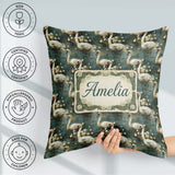 Custom Name Graceful Swan Lake Floral Seamless Pattern Botanical Square Filled Cushion Throw Pillow Sofa Bed Home Decor Zip Washable UK Made