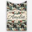 Dark Swan Floral Water Garden Seamless Pattern Vintage Nature  Personalised Custom Name Super Soft Fleece Blanket Bed Sofa Throw