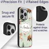 Cute Woodland Forest Animals Bear Bunny Deer on Custom Name Protective Phone Case Mobile Cover Durable Everyday Smartphone Shock Resistant