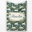 Soft Swan Lake Floral Seamless Pattern Calm Nature Botanical Scene  Personalised Custom Name Super Soft Fleece Blanket Bed Sofa Throw