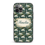 Soft Swan Lake Floral Seamless Printed Design Custom Name Protective Phone Case Mobile Cover Durable Everyday Smartphone Shock Resistant