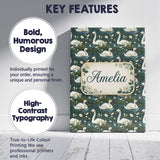 Personalised Name Soft Swan Lake Floral Custom  Modern Room Accent Elegant Feature Canvas Wall Art Print Decor Picture Ready to Hang