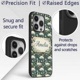 Soft Swan Lake Floral Seamless Printed Design Custom Name Protective Phone Case Mobile Cover Durable Everyday Smartphone Shock Resistant
